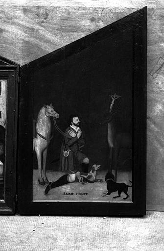 Saint Hubert, triptyque en bois peint, face interne du volet à dextre