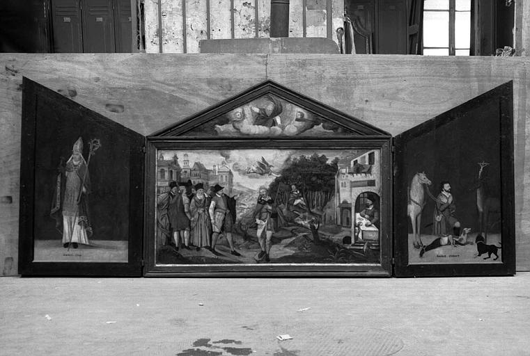Triptyque en bois peint, ensemble ouvert