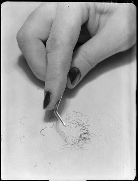 [Main, pince à épiler et cils]