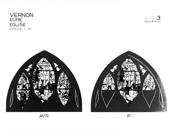 Panneau de vitrail, baie 3 : Crucifixion