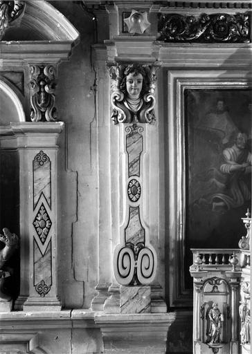 retable du maître-autel, détail, pilastre et tête d'ange - © Ministère de la Culture (France), Médiathèque du patrimoine et de la photographie (objets mobiliers), tous droits réservés
