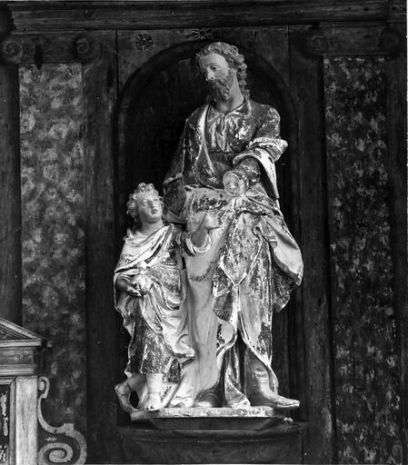 groupe sculpté du retable du maître-autel : Saint Joseph et l'Enfant Jésus