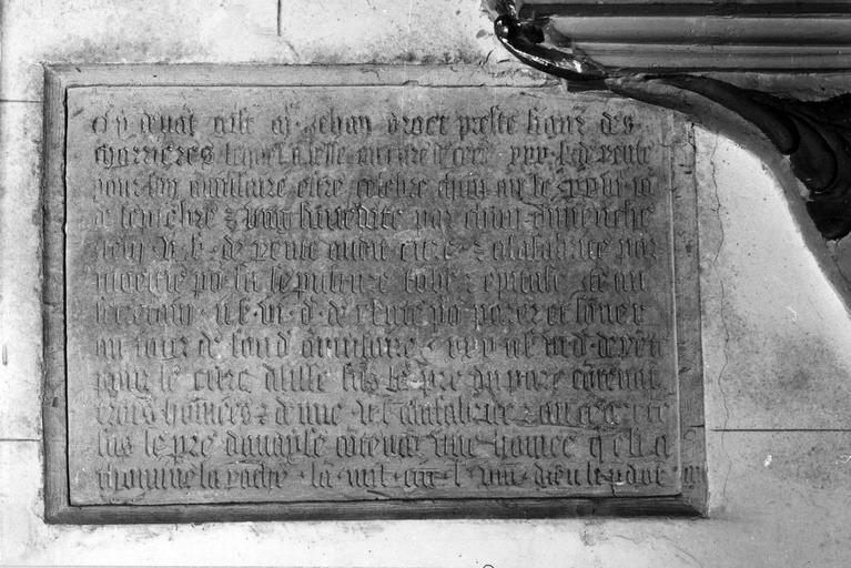inscription (plaque) funéraire de Jehan Drouet