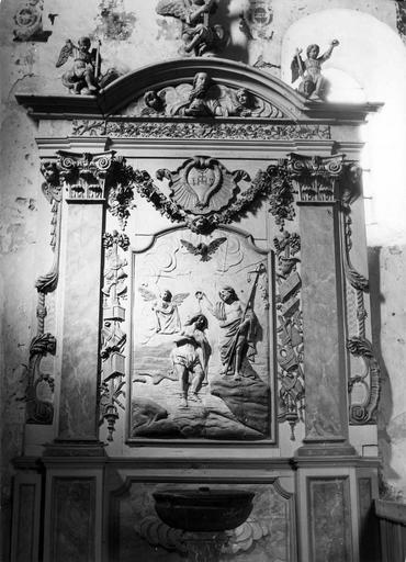 retable, bas-relief : Le Baptême du Christ