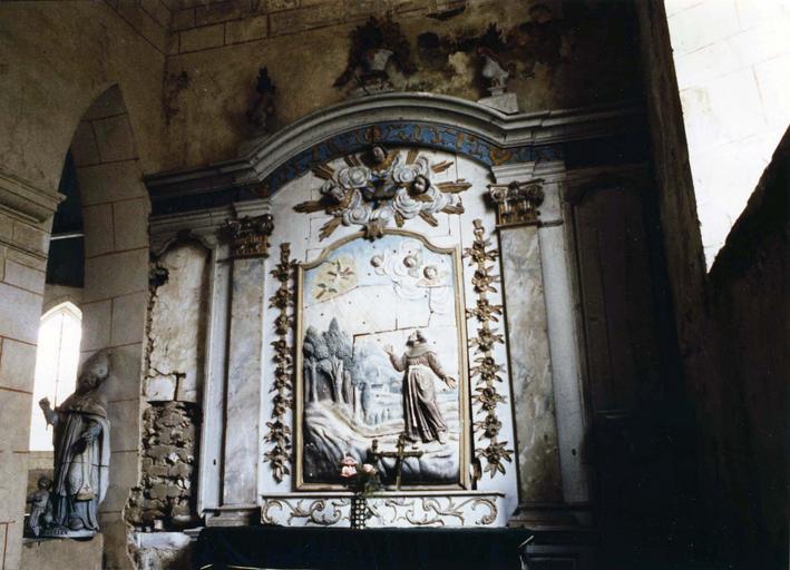 retable croisillon sud, haut-relief : Saint François recevant les stigmates