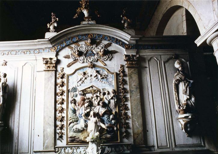 retable croisillon nord, haut-relief : L'Adoration des Bergers