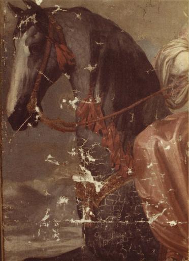 tableau : Portrait équestre de la duchesse de Villars, née Julienne-Hyppolite d'Estrées, détail du cheval
