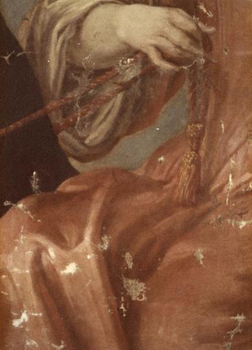 tableau : Portrait équestre de la duchesse de Villars, née Julienne-Hyppolite d'Estrées, détail de la main