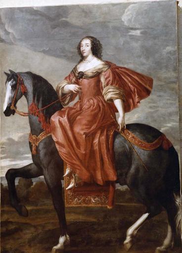 tableau : Portrait équestre de la duchesse de Villars, née Julienne-Hyppolite d'Estrées, après restauration