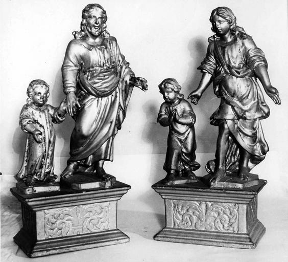 2 groupes sculptés : Saint Joseph et l'Enfant Jésus, Ange Gardien et enfant