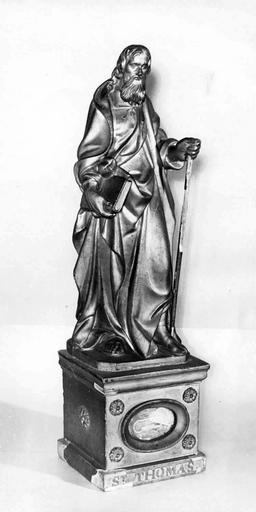 4 statuettes-reliquaires : Vierge à l'Enfant, Saint Ambroise, Saint Julien, Saint Thomas