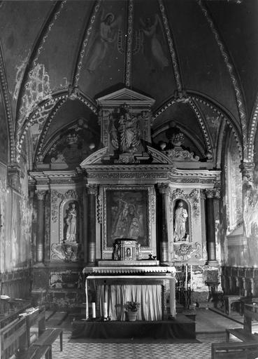 retable, tableau : La Déposition de croix, 2 statues : Saint Etienne, Saint Jean-Baptiste