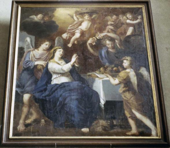 tableau : La Vierge adorée et servie par les anges