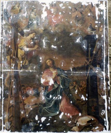 tableau du retable du maître-autel : Le Christ au Jardin des Oliviers, avant restauration - © Ministère de la Culture (France), Médiathèque du patrimoine et de la photographie (objets mobiliers), tous droits réservés