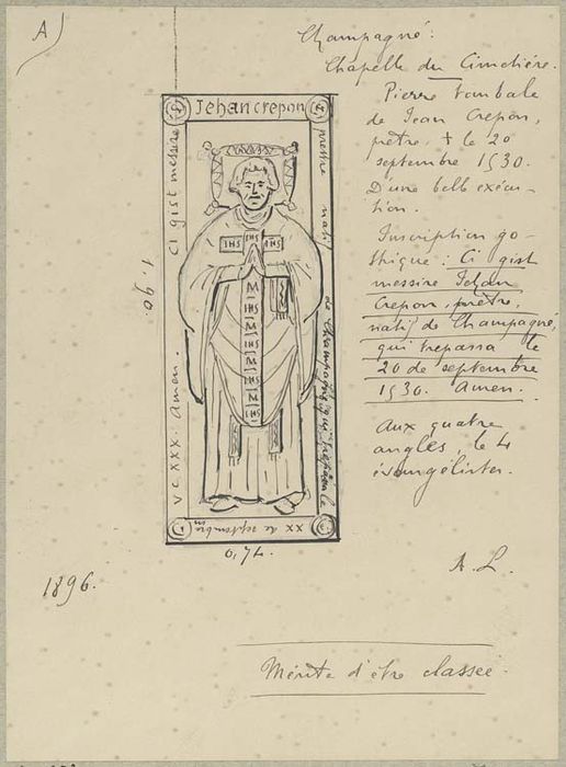 dalle funéraire de Jehan Crepon, prêtre - © Ministère de la Culture (France), Médiathèque du patrimoine et de la photographie, diffusion RMN-GP