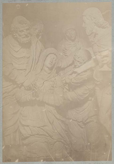 groupe sculpté : Le Trépassement de la Vierge, vue partielle