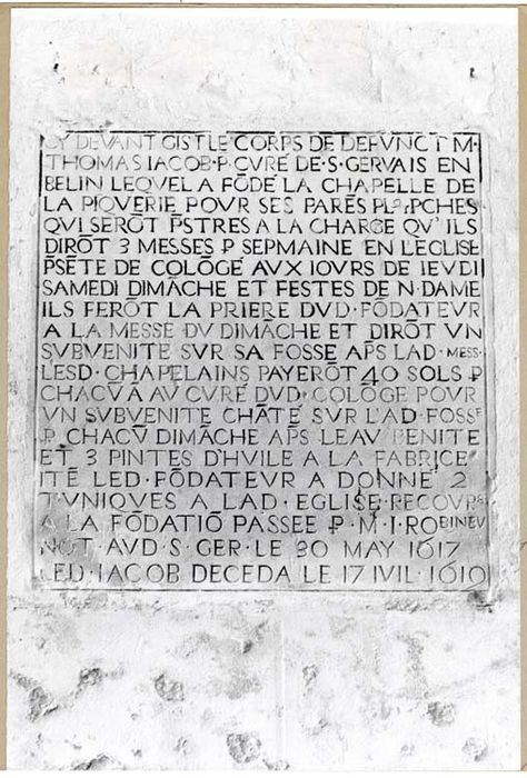 plaque funéraire de Thomas Jacob