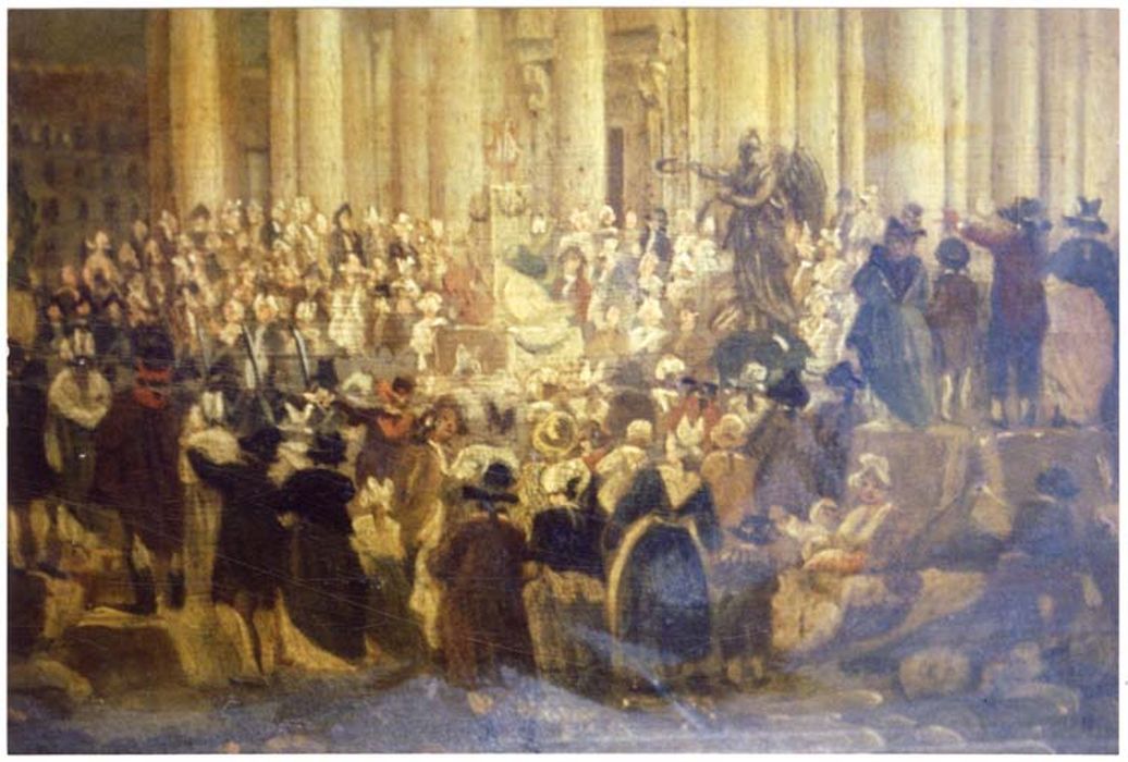 tableau : détail, Arrivée d'un cortège devant le Panthéon au cours d'une fête révolutionnaire