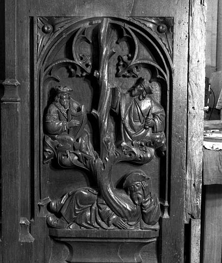 Stalles en bois sculpté, relief d'une parclose : Arbre de Jéssé