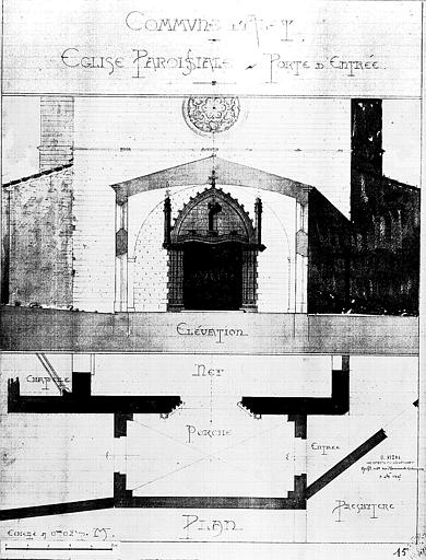 Porche d'entrée : Elévation et plan