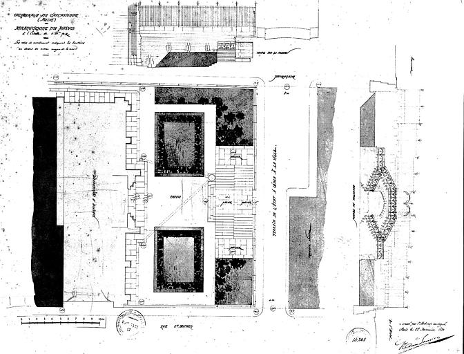 Arrangement du parvis : Plans, coupes et élévation