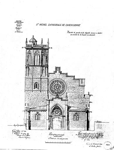 Projet de porche et de chapelle annexe à établir en avant de la façade ouest : Elévation