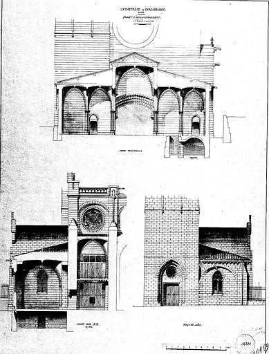 Projet d'agrandissement : Coupes et élévation partielle de la façade nord