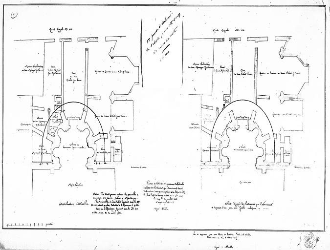 Plan de l'abside et des bâtiments avoisinants