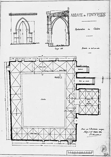 Restauration du cloître : Coupe et plan