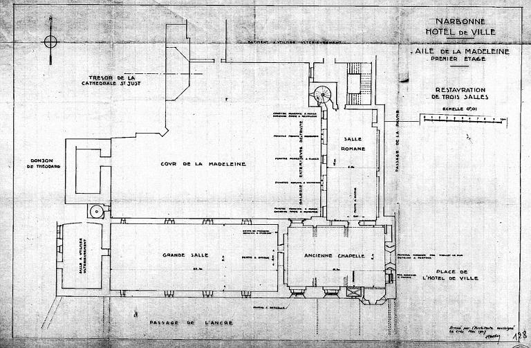 Restauration de trois salles : Plan du premier étage de l'aile de la Madeleine