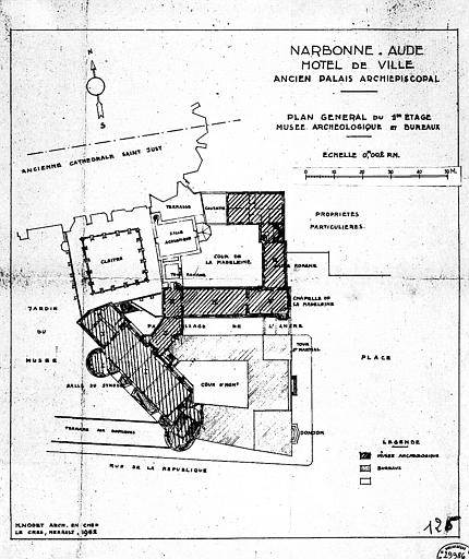 Plan général du premier étage : Musée archéologique et bureaux