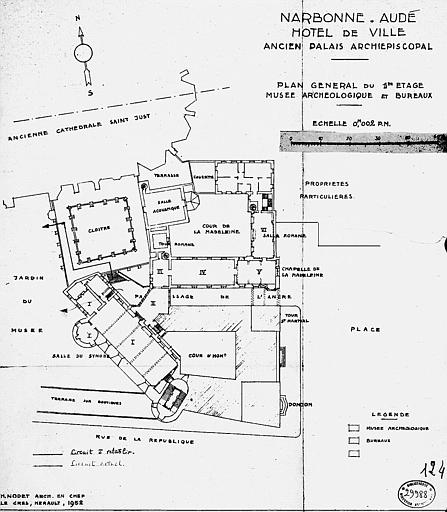 Plan général du premier étage : Musée archéologique et bureaux