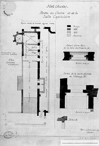 Plan d'ensemble indiquant les différentes périodes de construction. Détails