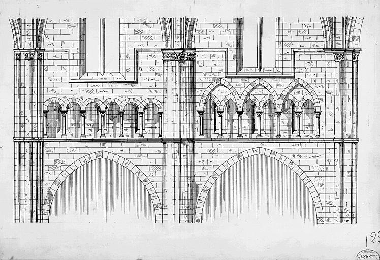 Détail de l'élévation intérieure au niveau du triforium