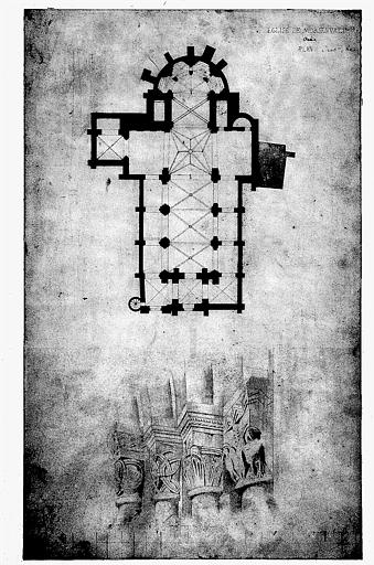 Projet de restauration : Plan d'ensemble. Détail des chapiteaux