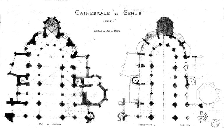 Demi-plan du choeur au niveau du triforium. Demi-plan du choeur au niveau du fenestrage