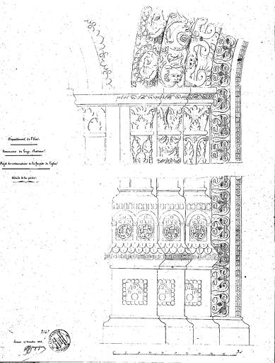 Projet de restauration de la façade : Détail des sculptures de la porte