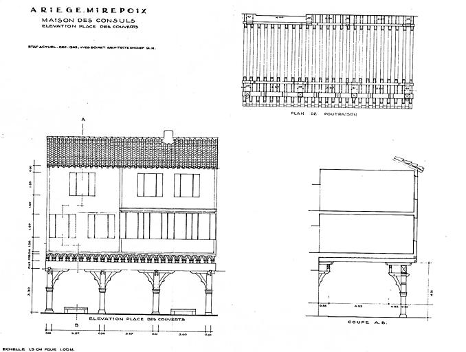 Elévation de la façade sur la place des Couverts