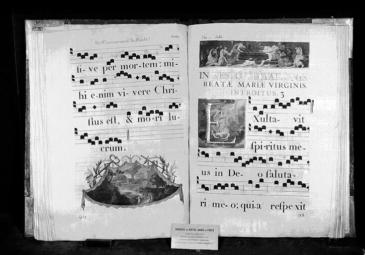 Livre, partition de musique 'Graduel de Notre-Dame-de-Paris' : Peintures, lettres d'or et titre