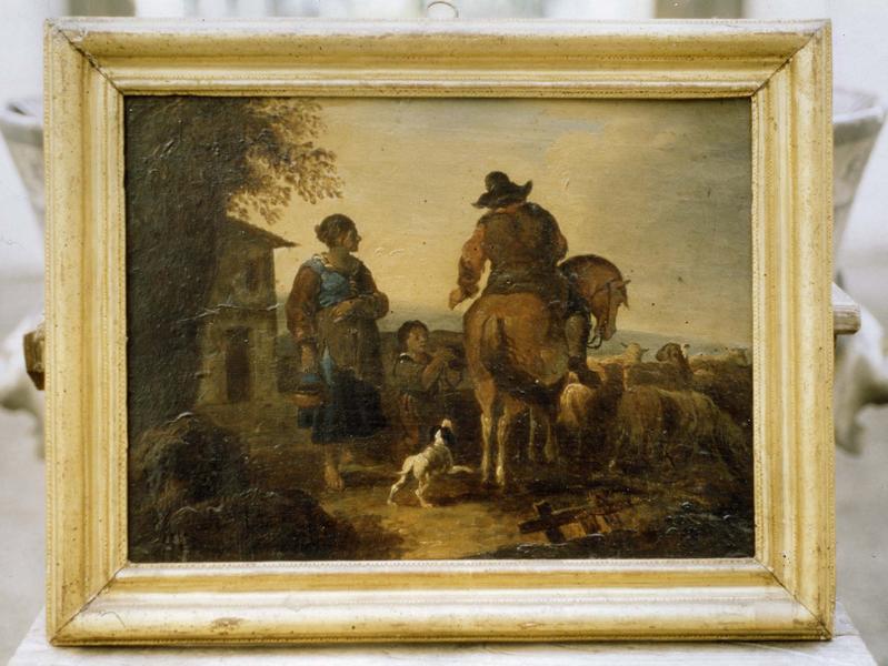 Tableau, cadre : Scène de famille paysanne