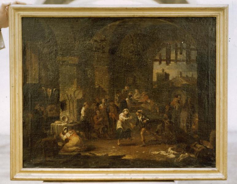 Tableau, cadre : Scène d'auberge
