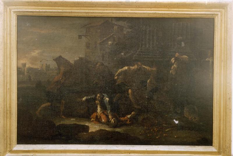 Tableau, cadre : Scène de rixe