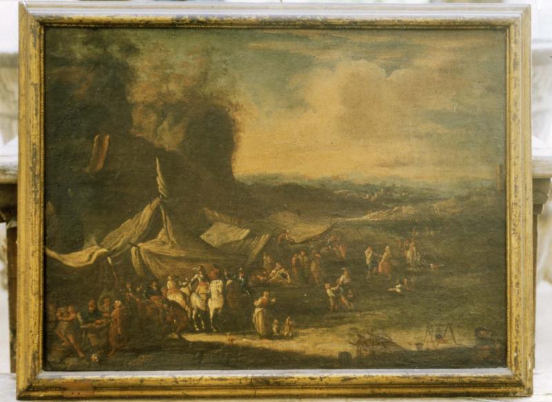 Tableau, cadre : Campement militaire