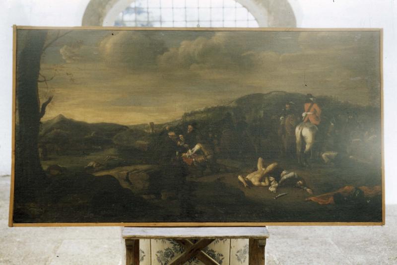 Tableau, cadre : Scène de fin de bataille