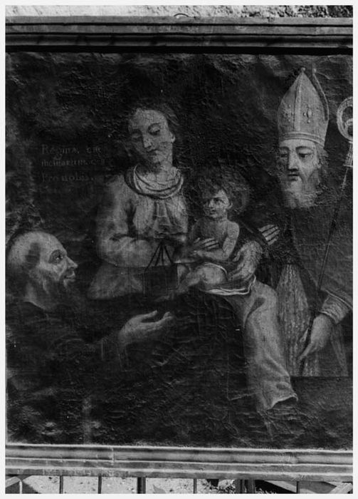 Tableau et son cadre : Vierge à l'Enfant remettant le scapulaire