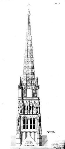 Projet de reconstruction de la flèche : Coupe de la tour-lanterne