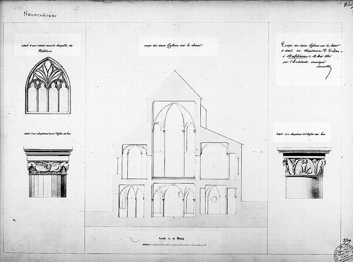 Coupe transversale de la crypte et de l'église