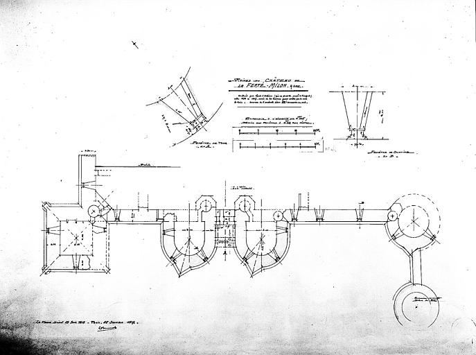 Plan coté des tours. Détail des fenêtres