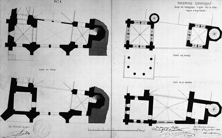 Projet d'achèvement : Plans du porche. Plans de la tribune