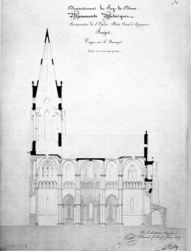 Projet de restauration : Coupe transversale sur le transept